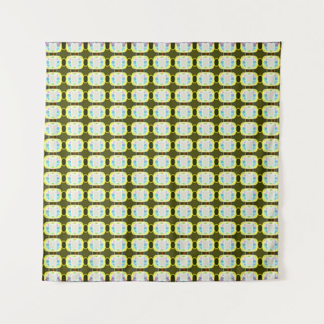 abstract texture, colorful gingham pattern, modern tapestry (Front)
