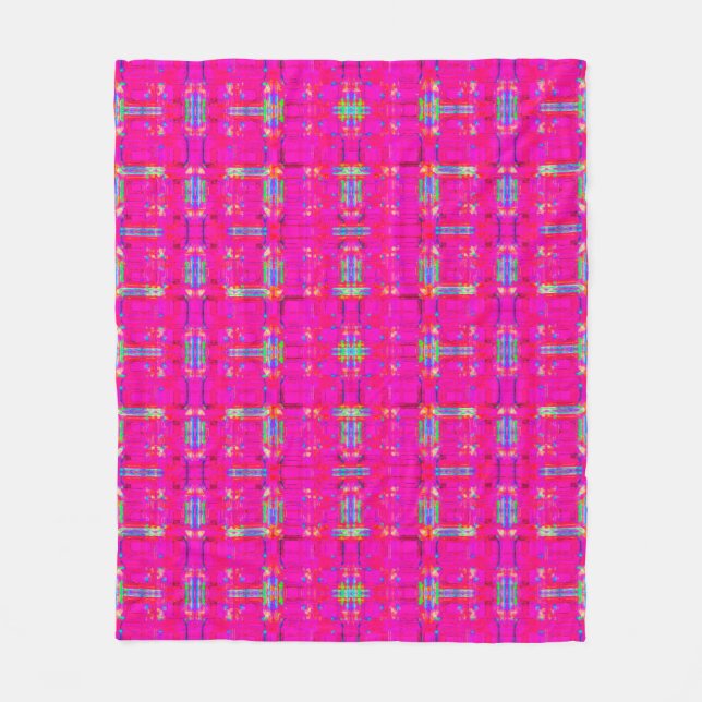 abstract texture, coloured plaid pattern, modern t fleece blanket (Front)