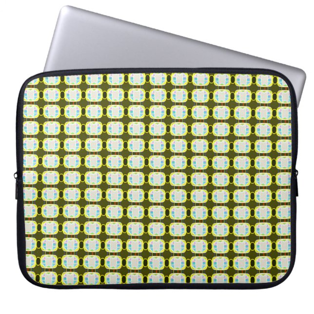 abstract texture, colourful gingham pattern, moder laptop sleeve (Front)