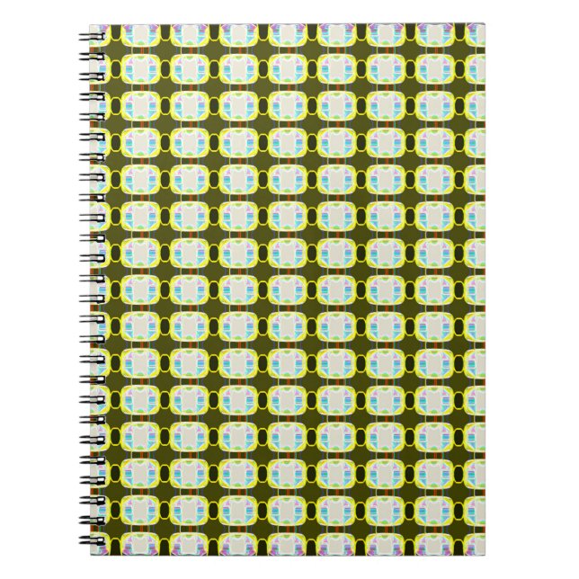 abstract texture, colourful gingham pattern, moder notebook (Front)