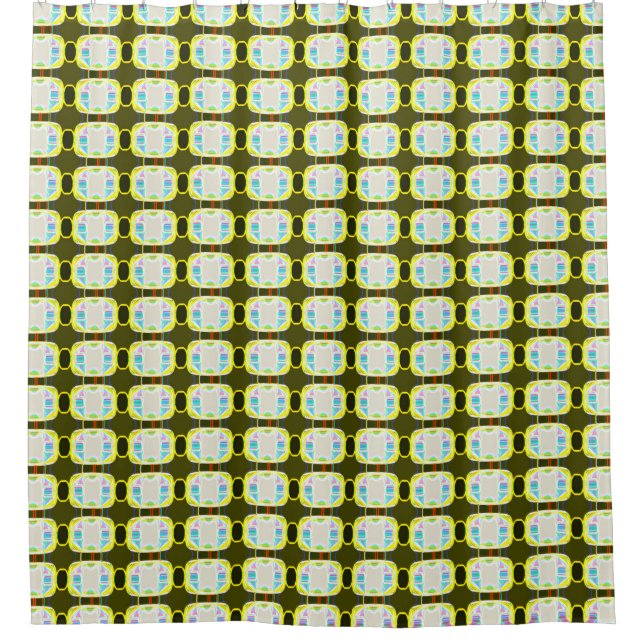 abstract texture, colourful gingham pattern, moder shower curtain (Front)