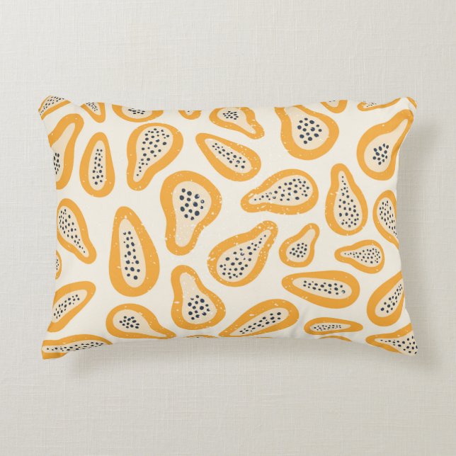 Abstract texture fruit pattern with papaya and gru decorative cushion (Front)