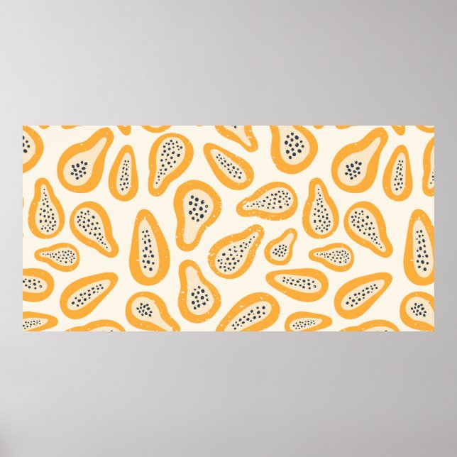 Abstract texture fruit pattern with papaya and gru poster (Front)