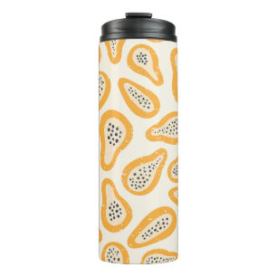 Abstract texture fruit pattern with papaya and gru thermal tumbler