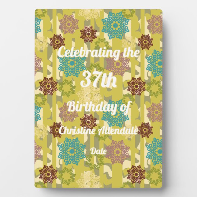 Abstract Texture Silhouette Stencil Art Birthday Plaque (Front)