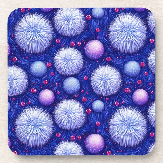Abstract Texture with Glittering Orbs and Fuzzy Coaster (Front)