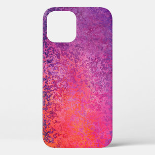 Abstract textured design in pink and purple iPhone 12 pro case