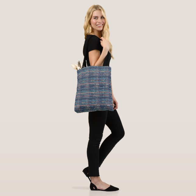 Abstract Textured Stripe Geometric Pattern  1325 Tote Bag (On Model)