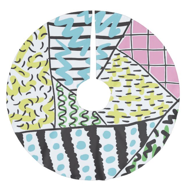 Abstract Three: Hand-Drawn Background Art. Brushed Polyester Tree Skirt (Front)