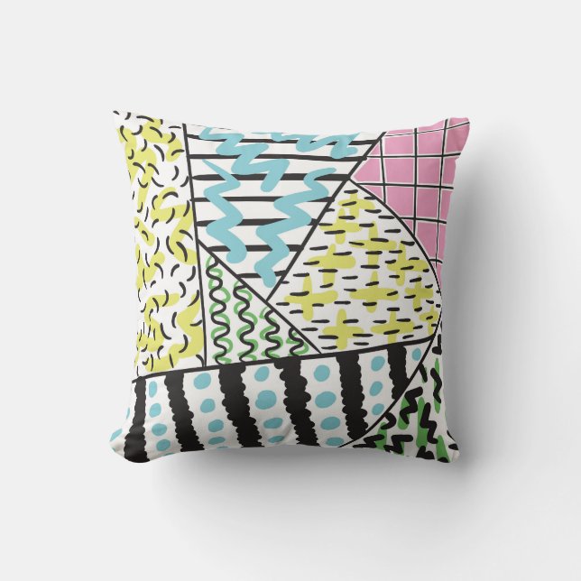 Abstract Three: Hand-Drawn Background Art. Cushion (Front)