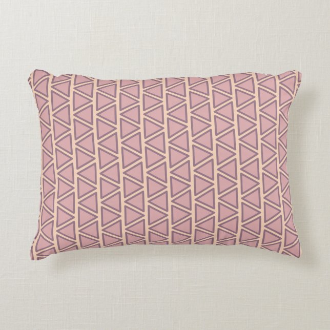 Abstract Three Tone Dusty Pink Triangle Pattern Decorative Cushion (Front)