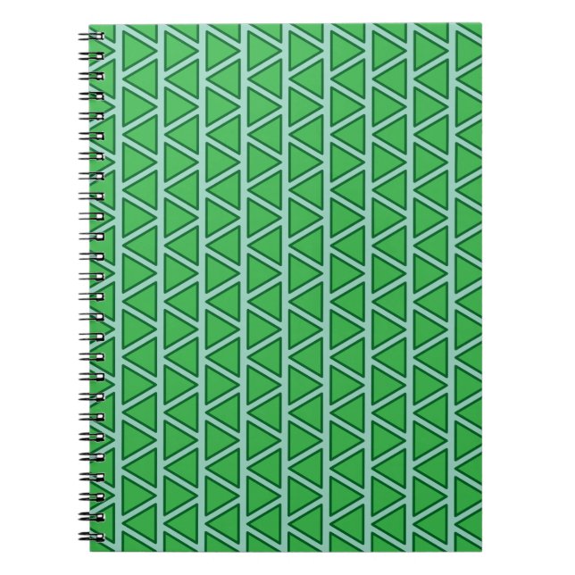 Abstract Three Tone Green Triangle Pattern Notebook (Front)