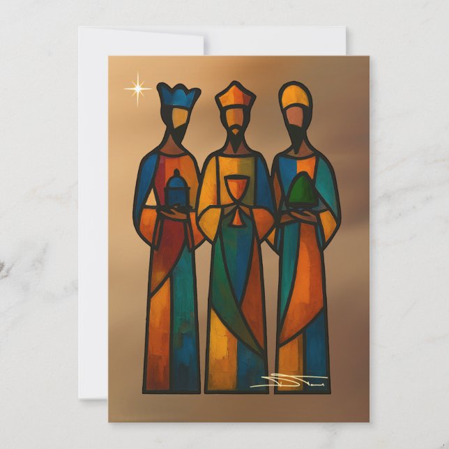 Abstract Three Wise Men Holiday Card (Front)