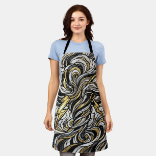 Abstract Thunderstorm Gold Monochrome Apron