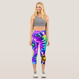 Abstract Tie Dye Adire Pattern Capri Leggings