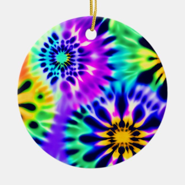 Abstract Tie dye Adire Pattern Ceramic Ornament (Front)