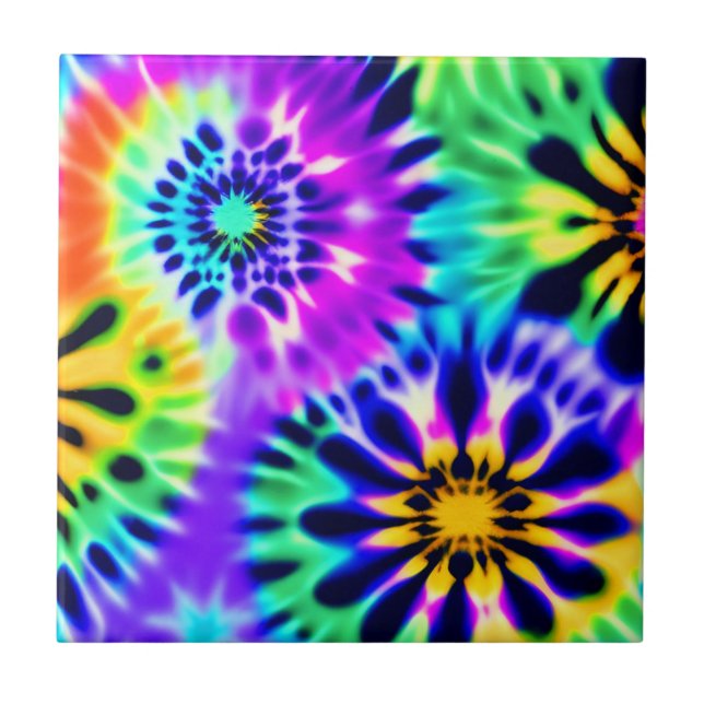 Abstract Tie Dye Adire Pattern Ceramic Tile (Front)