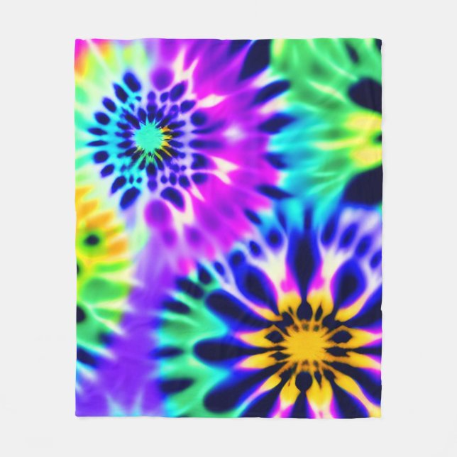 Abstract Tie Dye Adire Pattern Fleece Blanket (Front)