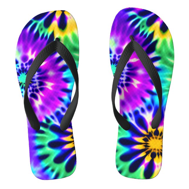 Abstract Tie Dye Adire Pattern Thongs (Footbed)