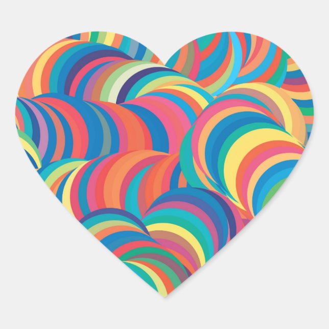 Abstract Tie Dye Pattern Template Heart Sticker (Front)