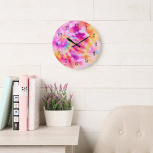 Abstract Tie Dye Style Wall Decor Clocks