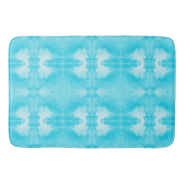 abstract tie-dye watercolor teal semless pattern. bath mat (Front)