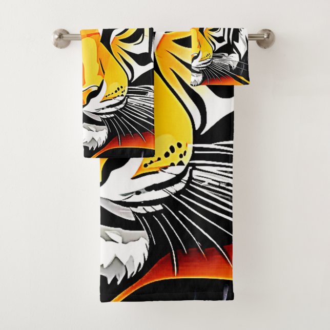 Abstract Tiger Art Bath Towel Set (Insitu)