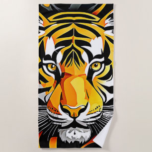 Abstract Tiger Art Beach Towel