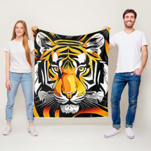 Abstract Tiger Art Fleece Blanket