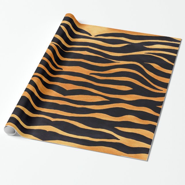 Abstract Tiger Print Wrapping Paper (Unrolled)