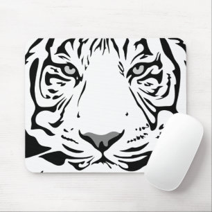 Abstract Tiger's Head in Black and White Mouse Pad