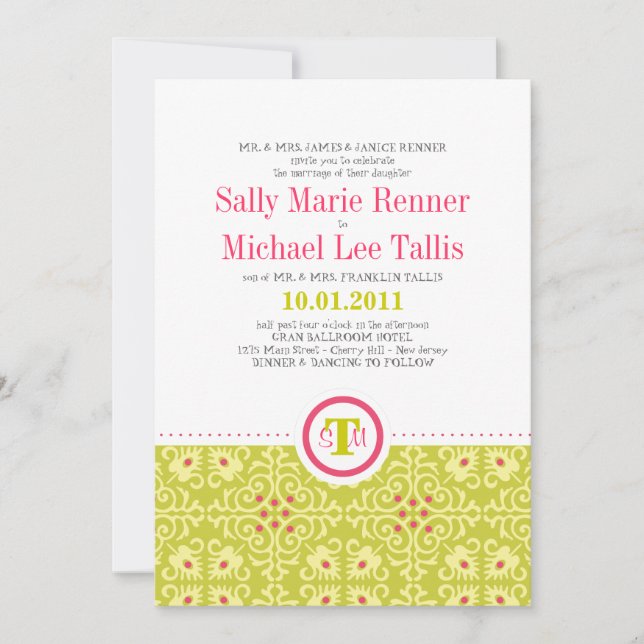 Abstract Tile Pattern Invitation (Front)