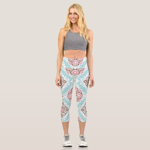 Abstract Tiled: Vintage Seamless Pattern Capri Leggings