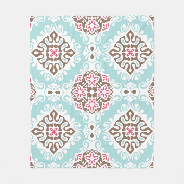 Abstract Tiled: Vintage Seamless Pattern Fleece Blanket (Front)
