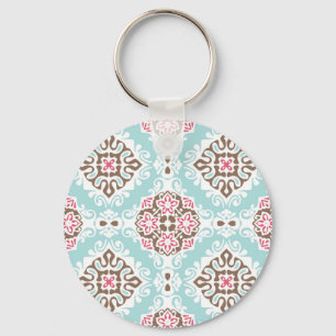 Abstract Tiled: Vintage Seamless Pattern Key Ring