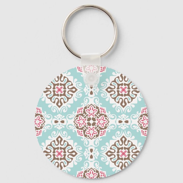 Abstract Tiled: Vintage Seamless Pattern Key Ring (Front)
