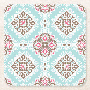 Abstract Tiled: Vintage Seamless Pattern Square Paper Coaster
