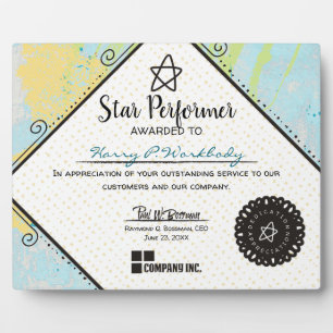 abstract top performer employee appreciation award plaque
