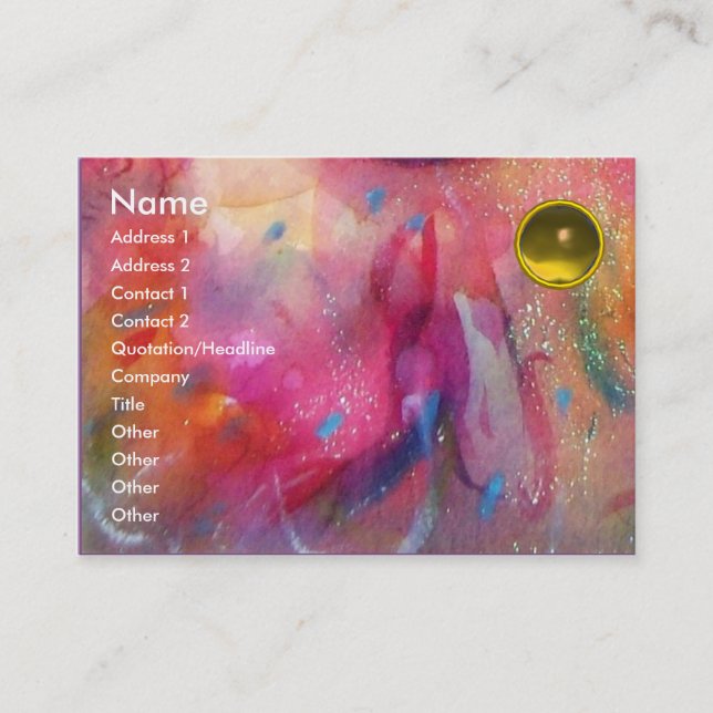 ABSTRACT TOPAZ ,bright red pink blue yellow Business Card (Front)