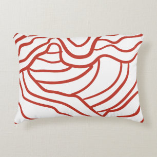 Abstract Topographic Line Art – Red Contour Map-In Decorative Cushion
