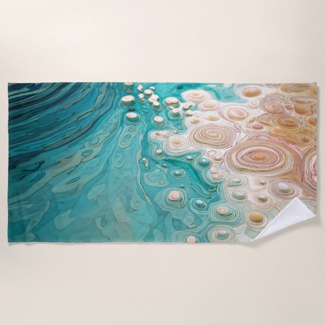 Abstract Topographic Ocean Art Beach Towel (Front)