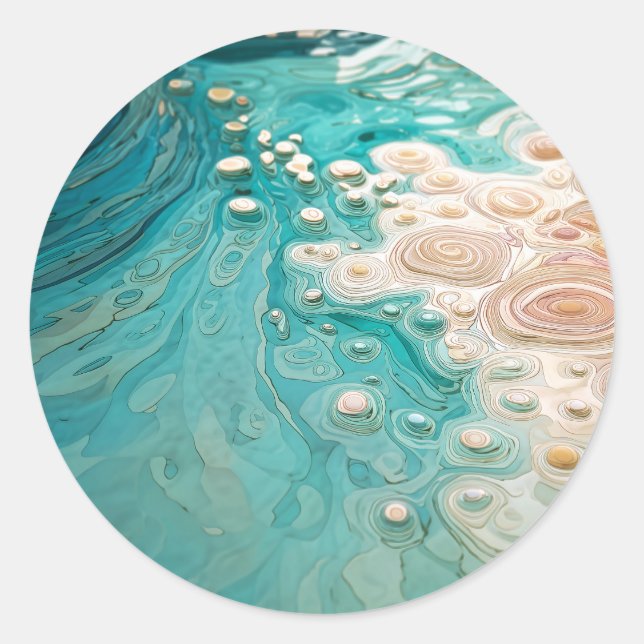 Abstract Topographic Ocean Art Classic Round Sticker (Front)