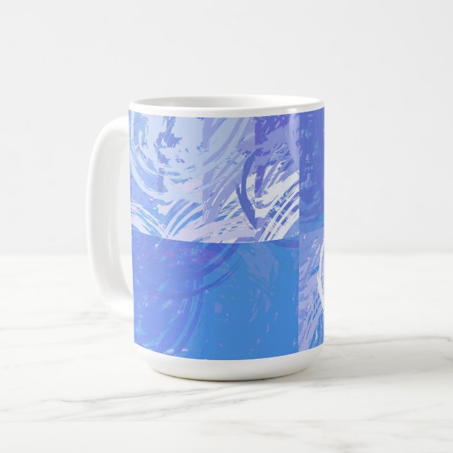 Abstract Tossed Turquoise and Purple Coffee Mug (Front Left)