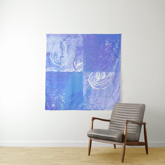 Abstract Tossed Turquoise and Purple Tapestry (In Situ)