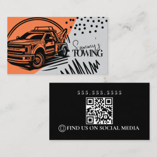 Abstract Towing Services Logo QR Code Business Card