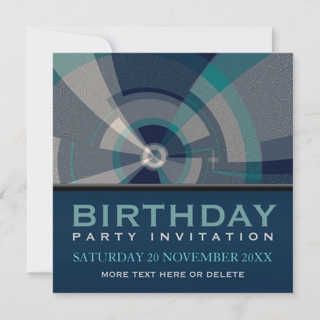 Abstract Trance Tunnel Birthday Party Invitation (Front)