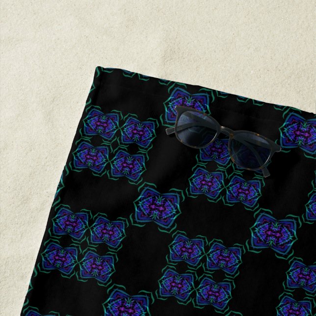 Abstract Translucent Layered Line Repeat Pattern Beach Towel (In Situ)