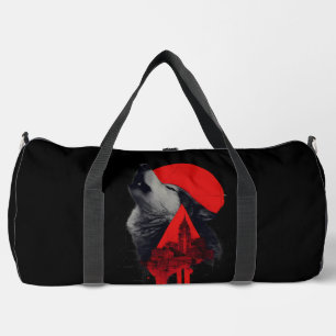 Abstract Trash Polka Howling Wolf Duffle Bag