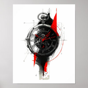 Abstract Trash Polka Pocket Watch Poster