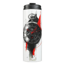 Abstract Trash Polka Pocket Watch Thermal Tumbler